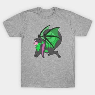 Happy yawning bunny dragon toxic green tiger T-Shirt